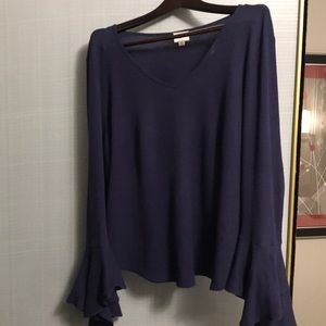Violet flared wrist waffled Anthropologie shirt